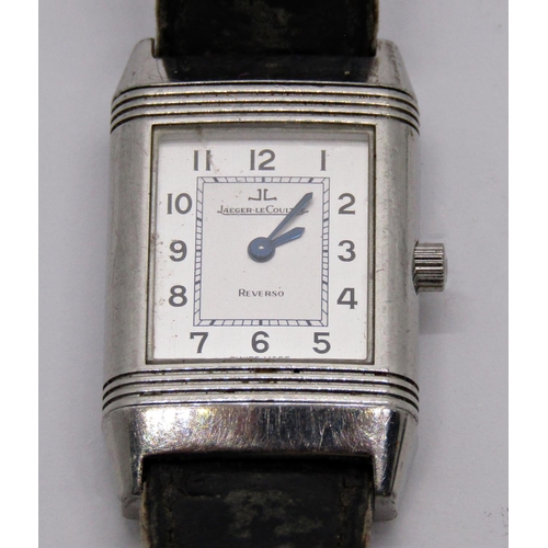 1472 - Jaeger LeCoultre Reverso ladies wristwatch with original strap and clasp number 2114038, not current... 