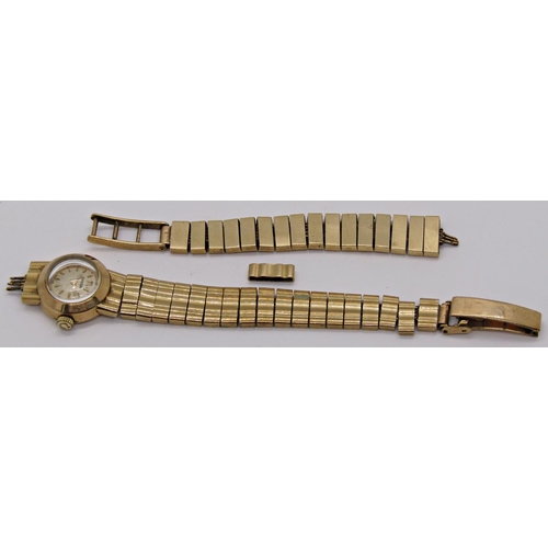 1475 - Vintage Omega ladies cocktail wristwatch, 9ct gold case and bracelet, (broken) 22gms all in