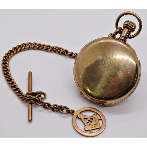 1480 - Gents gold plated hunter pocket watch, Thomas Russell & Sons Liverpool, top wind, running, with 9ct ... 