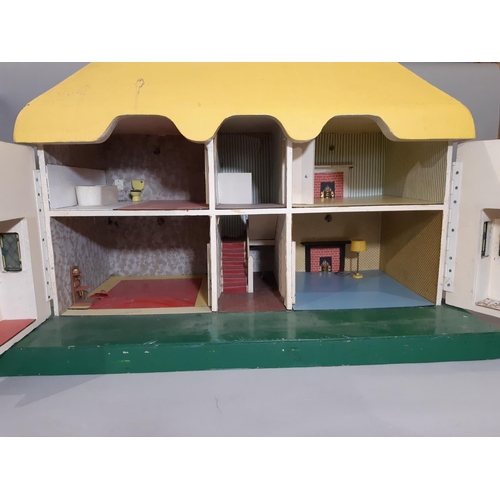 376 - 1930's dolls house probably by Triang, modelled on Y Bwthyn Bach 'The Little House', a miniature pla... 