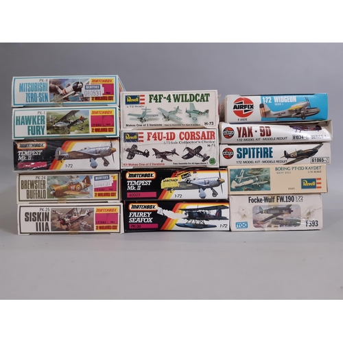 377 - 14 boxed 1:72 scale model aircraft kits including kits by Airfix, Matchbox, Frog and Revell, all bel... 