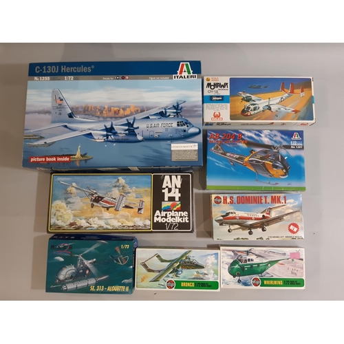 381 - 8 boxed 1:72 scale model aircraft kits including C-130J Hercules by Italeri, other kits by Plasticar... 