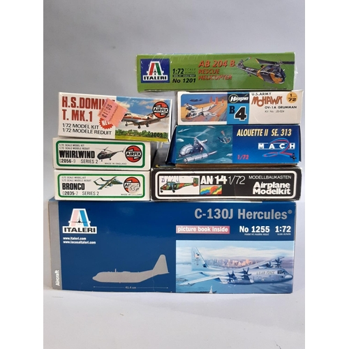 381 - 8 boxed 1:72 scale model aircraft kits including C-130J Hercules by Italeri, other kits by Plasticar... 