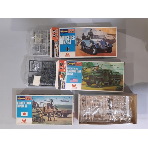 382 - 12 model kits of military and emergency rescue vehicles including kits by Airfix, Hasegawa, Matchbox... 