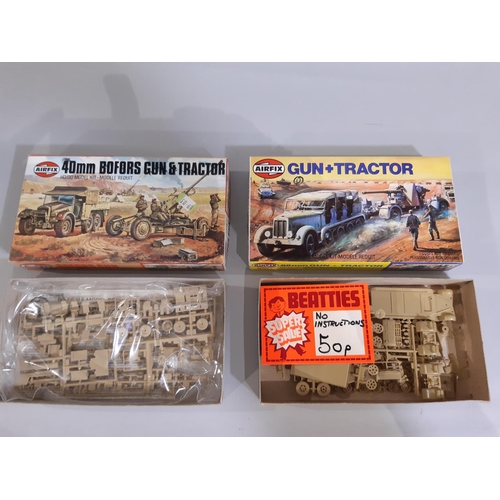 382 - 12 model kits of military and emergency rescue vehicles including kits by Airfix, Hasegawa, Matchbox... 