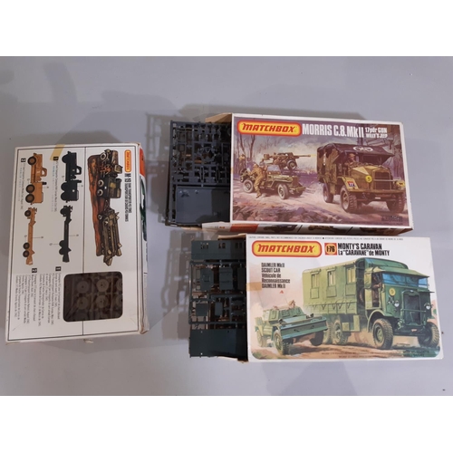 382 - 12 model kits of military and emergency rescue vehicles including kits by Airfix, Hasegawa, Matchbox... 