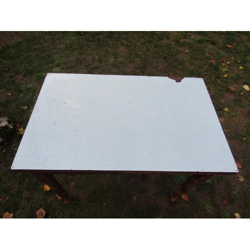 2048 - A Victorian stained pine kitchen table of rectangular form with later formica top, 107 cm x 68 cm (a... 