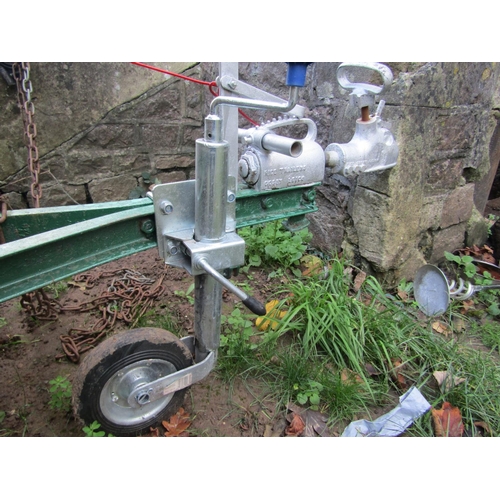 2058 - A livestock/sheep trailer with iron and timber slatted frame, the main body approx 2 metres long x 1... 