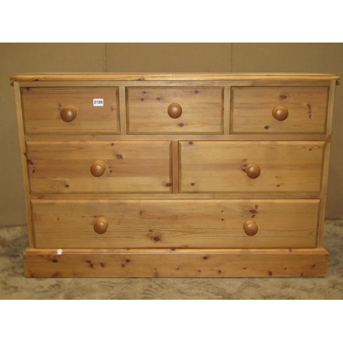 2189 - A modern stripped pine dresser fitted with an arrangement of six drawers set on a moulded plinth, 10... 