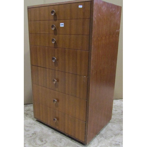 2205 - A Merrydew teak bedroom chest of seven long drawers with dished circular handles, 61 cm wide x 45 cm... 