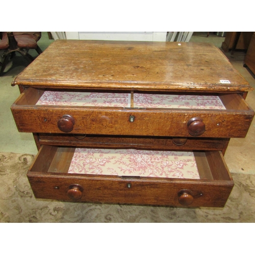 2206 - A small Georgian oak country made bedroom chest of four long graduated drawers, (af) 83 cm wide x 51... 