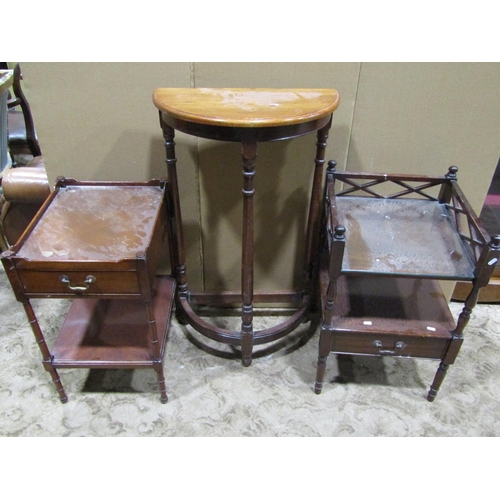 2232 - One lot of miscellaneous furniture to include two reproduction Georgian style two tier tray top occa... 