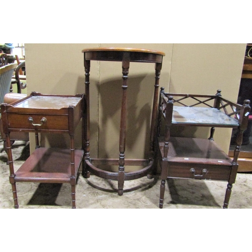 2232 - One lot of miscellaneous furniture to include two reproduction Georgian style two tier tray top occa... 