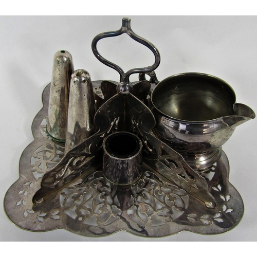 1188 - A miscellaneous collection of silver plated table ware including, two coffee pots, a pair of circula... 