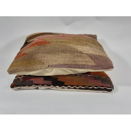 1579 - 2 cushions with front made from traditional salvaged kelim,  backed verso with new cotton fabric wit... 