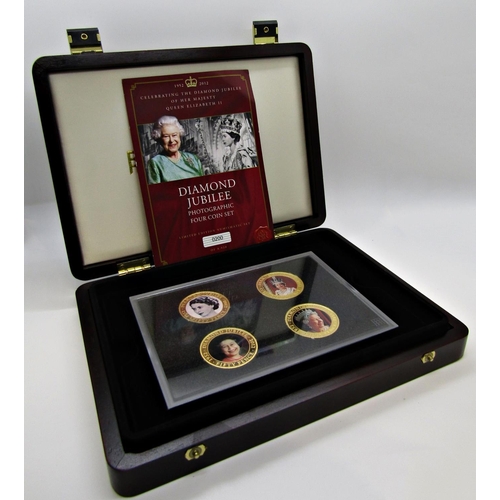 519 - Diamond Jubilee photographic 4 coin set, cased, another 4 coin set, 2012, Diamond Jubilee 65 mm coin... 