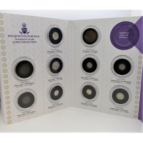 521 - Boxed set 9 volumes H M Queen Elizabeth II 90 Majestic years coin collection