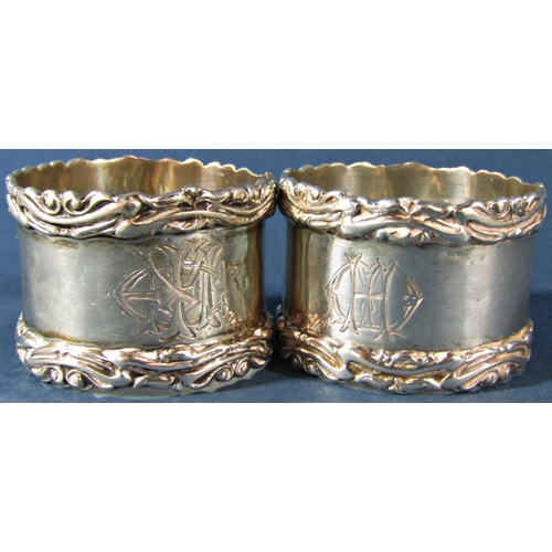 1267A - A pair of silver napkin rings Birmingham 1904 maker Charles Westwood & Sons, 2.3oz approx.