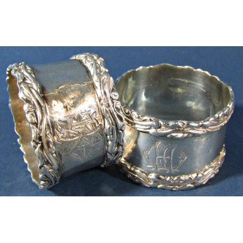 1267A - A pair of silver napkin rings Birmingham 1904 maker Charles Westwood & Sons, 2.3oz approx.