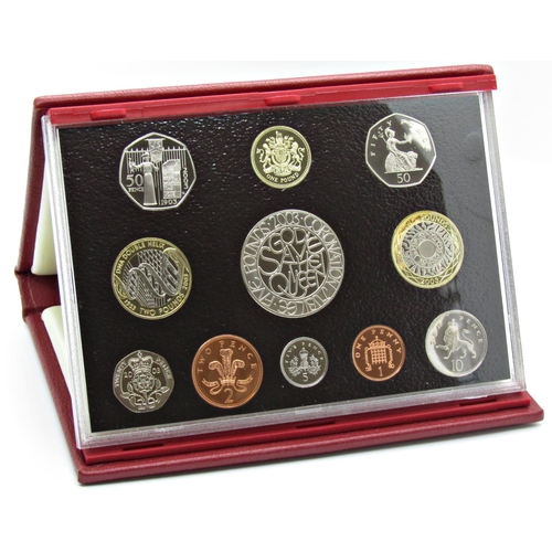 523 - United Kingdom proof coin collection issued by the Royal Mint, all cased, 2001 - 2011 in eleven pack... 