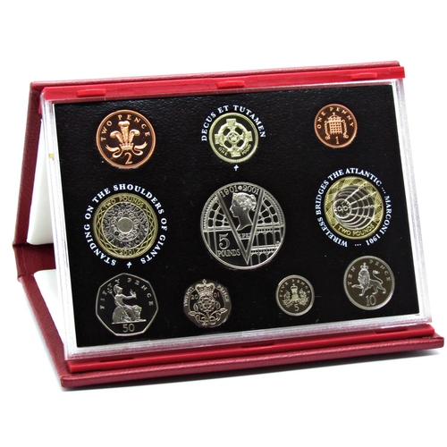 523 - United Kingdom proof coin collection issued by the Royal Mint, all cased, 2001 - 2011 in eleven pack... 