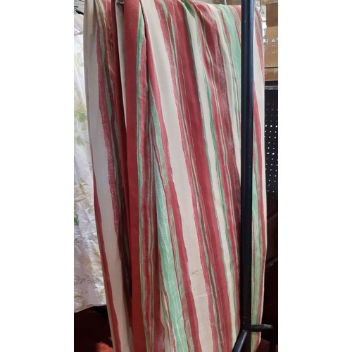 1594 - 1 pair curtains in peppermint stripe fabric, with blackout lining and triple pleat heading. Length 2... 