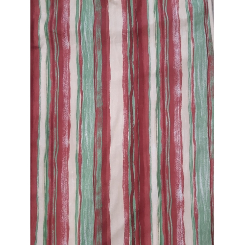 1594 - 1 pair curtains in peppermint stripe fabric, with blackout lining and triple pleat heading. Length 2... 