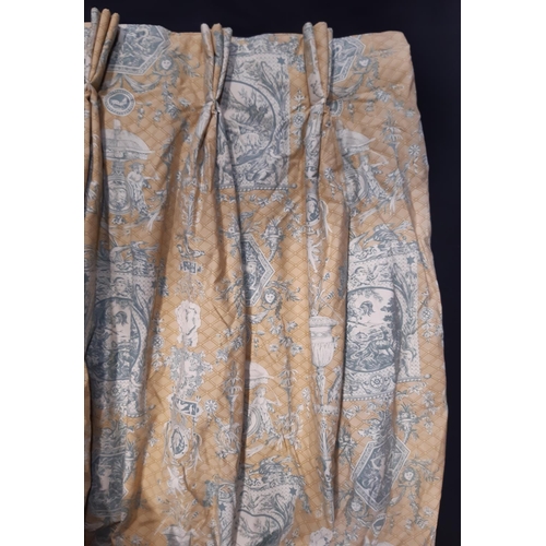 1571 - 1 pair curtains in 'Le Loup Toile' fabric by Zoffany,  lined and thermal lined with triple pleat hea... 