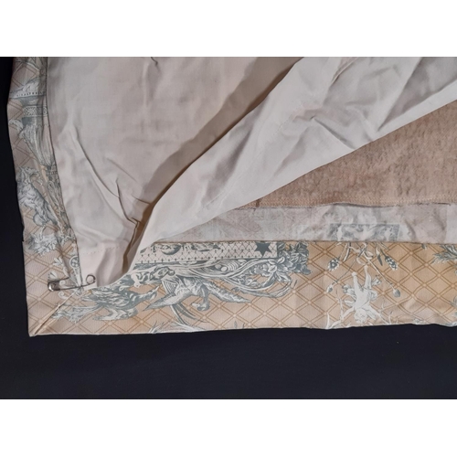 1571 - 1 pair curtains in 'Le Loup Toile' fabric by Zoffany,  lined and thermal lined with triple pleat hea... 