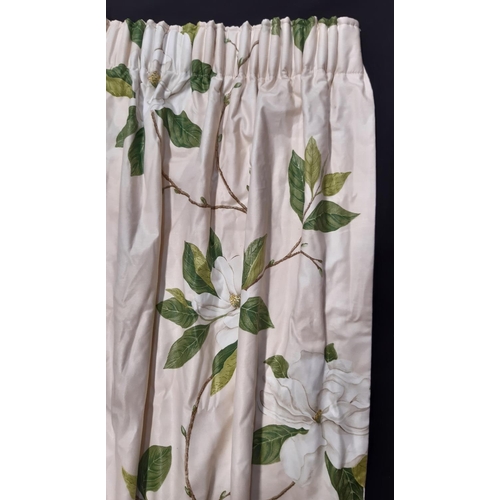 1573 - 2 pairs full length curtains in Sanderson 'Sweet Bay' fabric, lined and thermal lined, both length 2... 