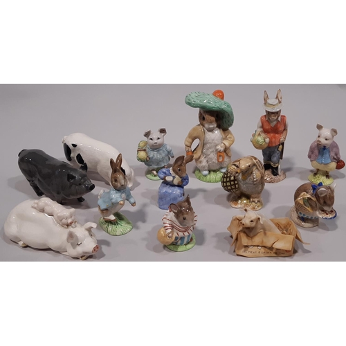 1088 - A group of Beatrix Potter figures with brown back stamps to include Pigling Bland, Little Pig Robins... 