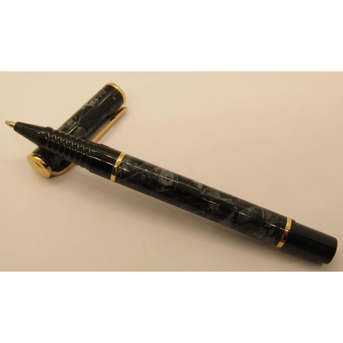 1555 - Waterman Laureat grey marble effect fountain, rollerball and ballpoint pen set boxed