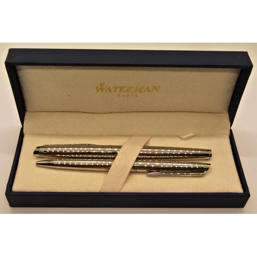 1556 - Waterman Hemisphere chrome fountain and ballpoint pen set, boxed