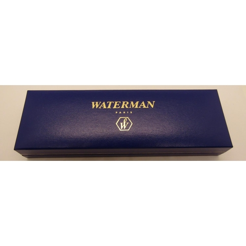 1559 - Waterman Laureat blue marble fountain, rollerball and ballpoint pen set, boxed