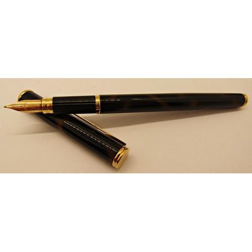 1560 - Waterman 750 tortoiseshell fountain and ballpoint pen set, boxed