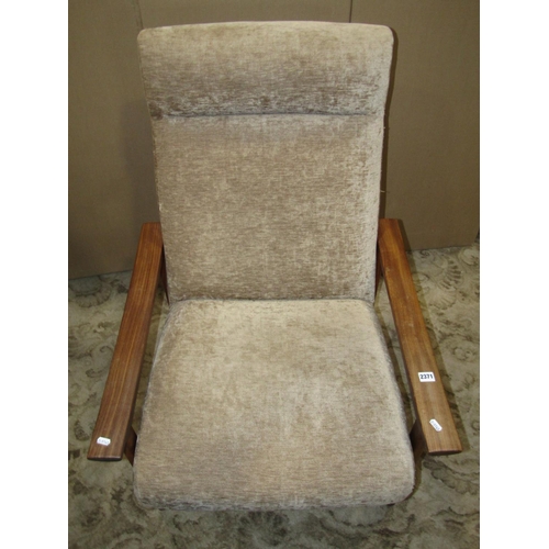 2371 - A vintage Parker Knoll teak framed open armchair with upholstered seat and back, model number N24/9