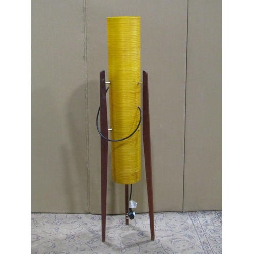 2441 - A vintage fibre glass and teak floorstanding rocket lamp 115 cm high