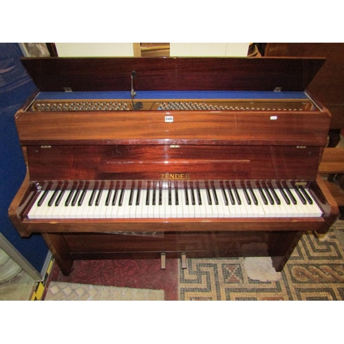 2445 - A Zender upright iron framed and overstrung piano in polished case stamped to iron frame MXB type 2 ... 