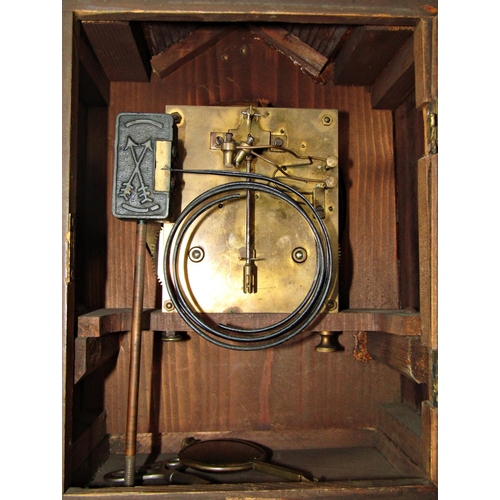 1489 - A late 19th century German bracket clock with walnut case, broken arch dial and Ting Tang strike