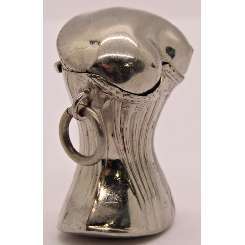 1531 - Erotic silver plated vesta case in the form of a bustiere