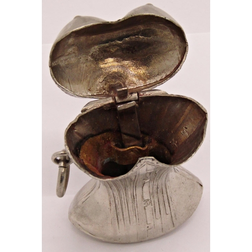 1531 - Erotic silver plated vesta case in the form of a bustiere