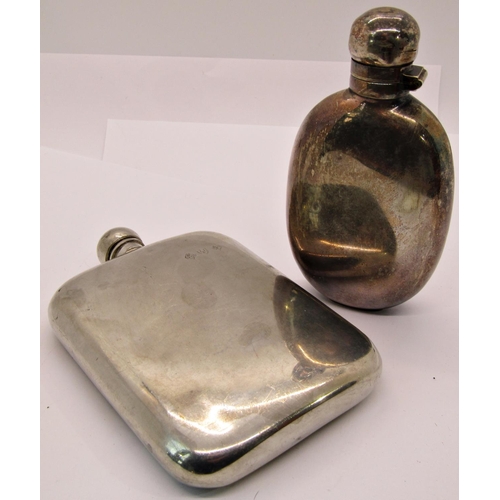 1534 - Leather cased chrome travelling spirit flask with four measures and two further flasks