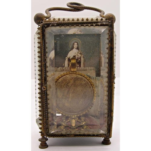 1535 - Night watch holder, Italian prayer book with mother of pearl casework, paperweight, etc