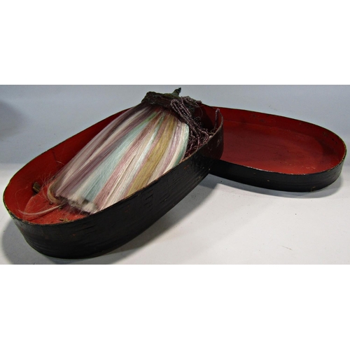 1697 - Three  South East Asian lacquered coiled bamboo boxes, and an oval black lacquered box.