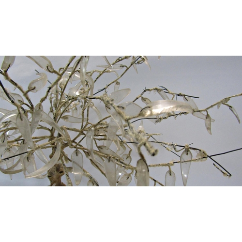 1698 - A Chinese model tree with glass leaves set on an onyx block.