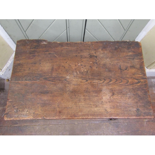 2715 - A Georgian oak country made cottage table fitted with a frieze drawer on turned supports, 70 cm wide