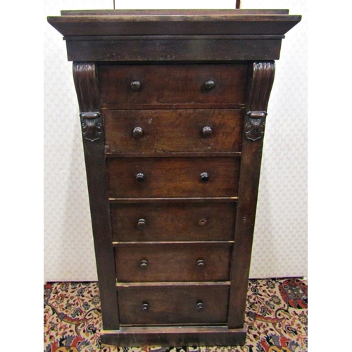 2730 - A Victorian mahogany Wellington chest of six graduated drawers with usual central locking mechanism,... 