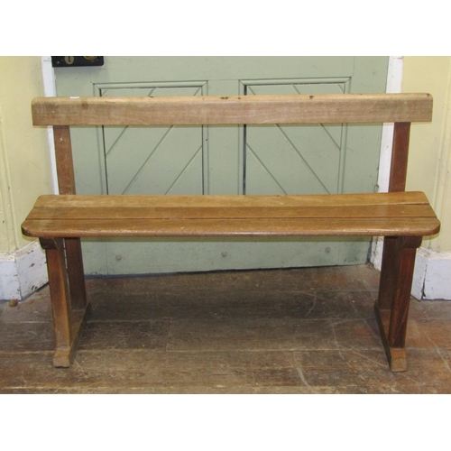 2738 - A vintage school desk for two pupils together with matching bench, 110cm wide