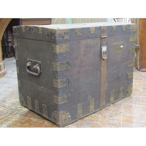 2786 - A 19th century oak steel banded silver chest bearing the brass name plate - Coll Inigo Jones, Scots ... 