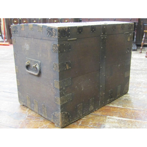 2786 - A 19th century oak steel banded silver chest bearing the brass name plate - Coll Inigo Jones, Scots ... 